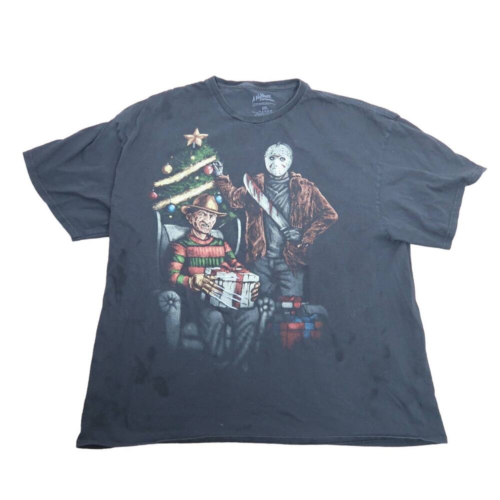 A Nightmare on Elm Street Freddy Krueger and Jason Christmas tee 2X